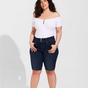 Torrid Foxy White Off Shoulder U-Bar Short Sleeve Top Blouse 2X 3X 4X 5X 6X